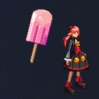 女魔法师与缔造者使用粉蓝色冰棒法杖，整体风格梦幻甜美