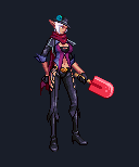 暗夜使者手持紫色冰棒双刃，暗色调中融入清凉元素