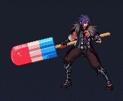 魔枪士武器枪身呈红白条纹冰棒样式，造型霸气又有趣