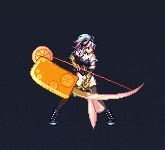 弓箭手手持冰棒造型弓箭，蓝绿配色宛如薄荷柠檬饮