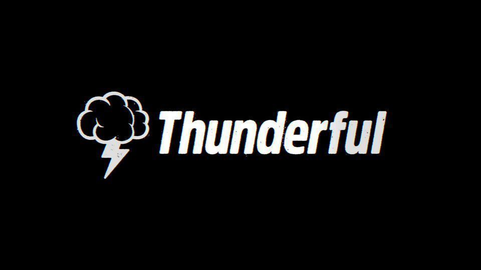 Thunderful Group公司办公环境示意图，现代风格的开放式办公室，员工正在电脑前工作