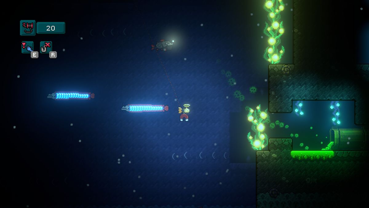 主角在一座古老石像前跪拜，手中捧着发光的收藏品，周围漂浮着神秘符文，氛围庄重而奇幻