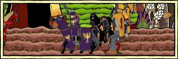 骑士团管理界面，展示多位骑士头像、属性与关系网