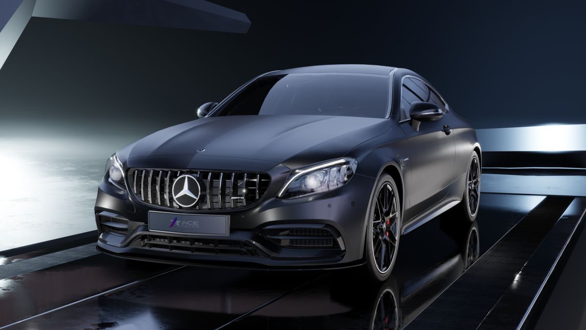 车辆侧面特写，展示流畅的Coupe车身线条与哑光黑涂装的高级质感