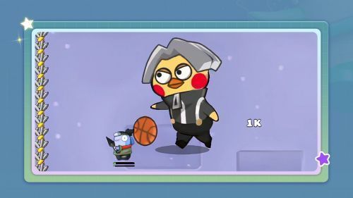 巨型BOSS‘坤坤’在废墟场景中现身，外形融合机械与生物特征，散发紫色能量光效，气势逼人