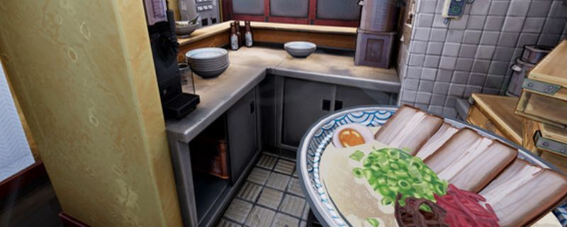 《拉面店模拟器》游戏画面展示，店内环境温馨，角色正在灶台前煮面，锅中热气腾腾，充满生活气息