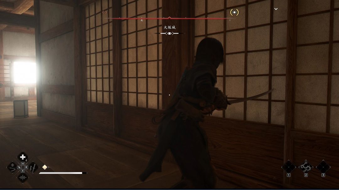 隔门暗杀执行瞬间，角色手臂穿过障子门完成刺杀的动态特写