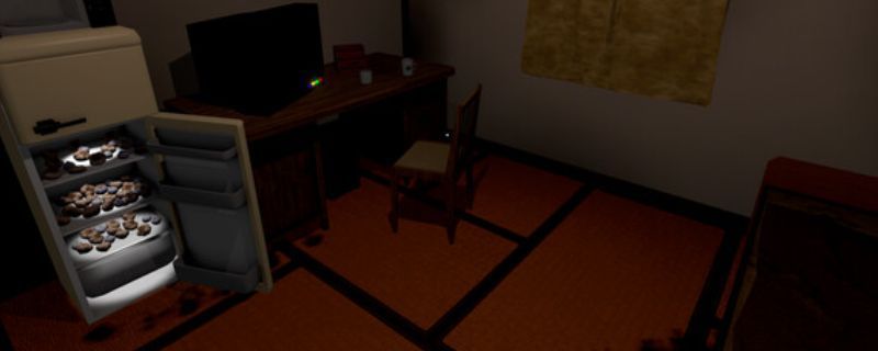 《无言老婆》游戏实机画面，昏暗的传统日式房间内，一位背对镜头的老妇人静坐于榻榻米上，周围烛光摇曳，氛围阴森诡异