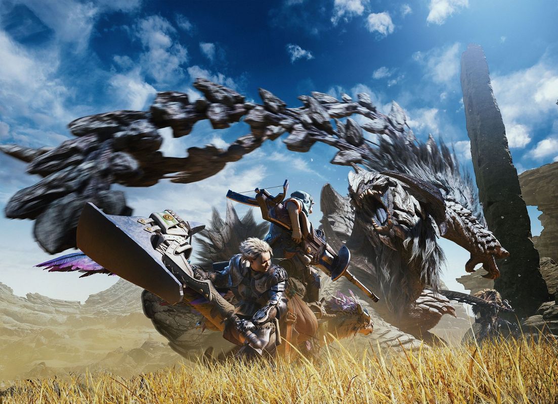 《怪物猎人：荒野》原创贴纸特写，图案为游戏中标志性怪物与猎人徽章结合