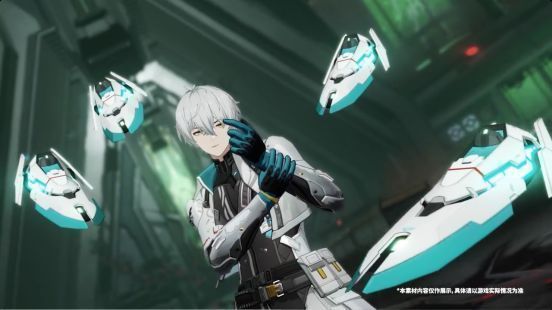 万事·明晰梦技能释放动画截图，冰晶爆炸与浮游炮齐射，视觉冲击强烈