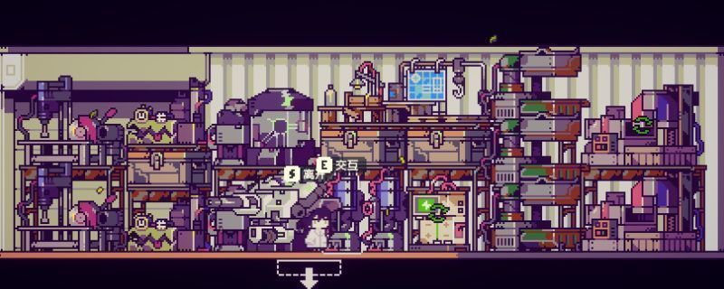 多洛可小镇游戏界面中展示的精简工业布局俯视图，包含多个集装箱与制造设备