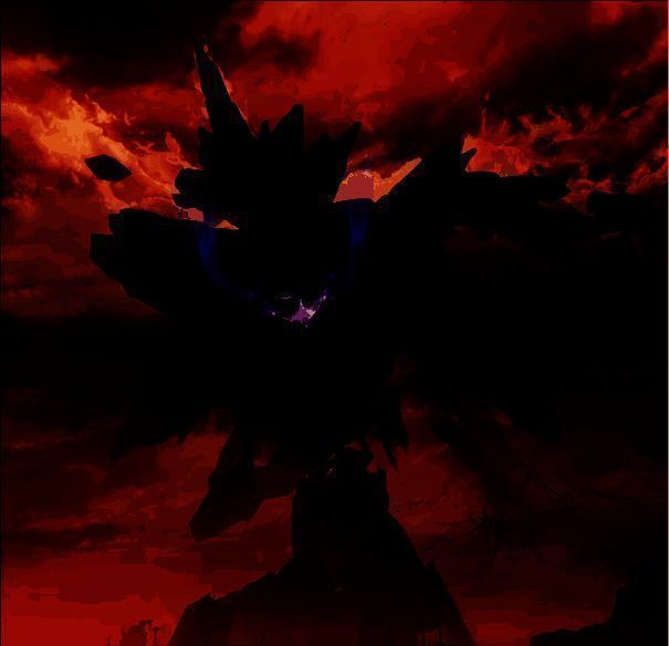 伏波阵前全景图，高耸的防御墙与军营灯火通明，远处黑雾涌动