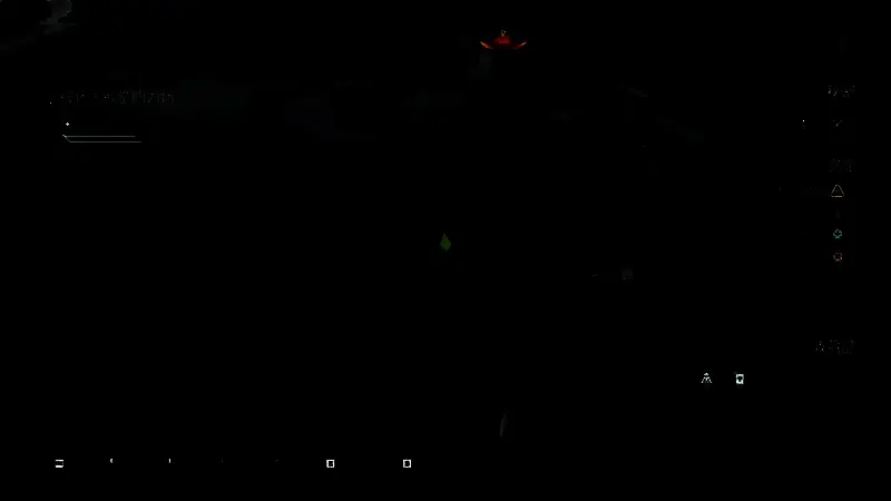 玩家角色正在推动石箱的场景，背景为破败的古代遗迹建筑