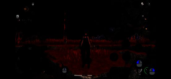 手机屏幕显示《鸣潮》远程游戏画面，角色在废墟中高速移动，技能特效绚丽