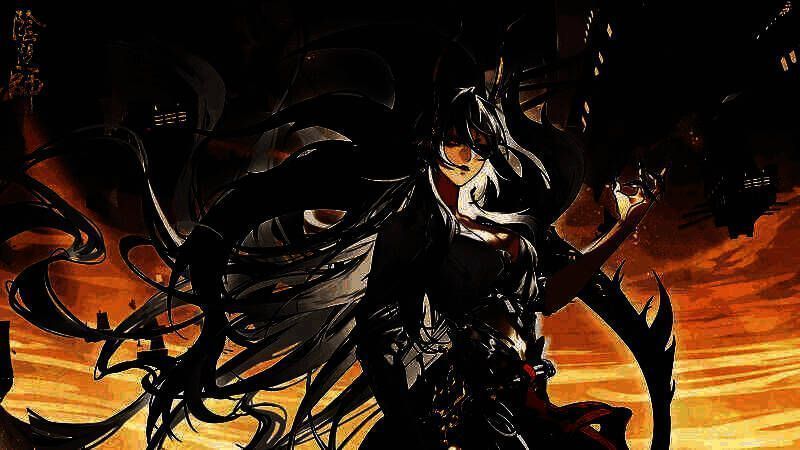 铃鹿御前手持龙枪立于鬼船之巅，身后龙影盘旋，光芒撕裂黑暗