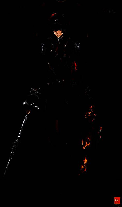 艾因·牧首立绘，白色长袍配金色纹饰，手持权杖，神情肃穆