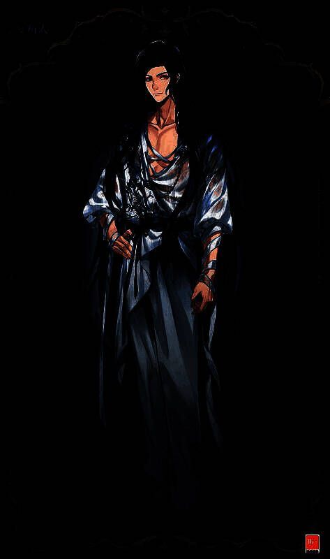 司岚·倒映服装立绘，浅蓝长发飘动，身穿水纹质感长裙，背景如镜面倒影