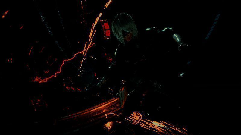 《星刃》游戏画面展示女主角在废墟城市中奔跑，背景充满未来科技感与机械残骸