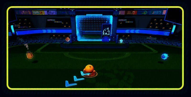 球门前动态挡板被技能击碎瞬间，碎片四溅，蛋仔趁机射门