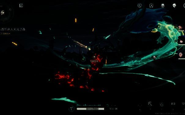 游戏中激烈战斗画面，角色在空中释放共鸣技能，能量波扩散，敌人被击飞