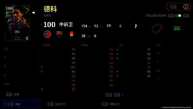 德科增能后属性界面，重点展示传球能力提升