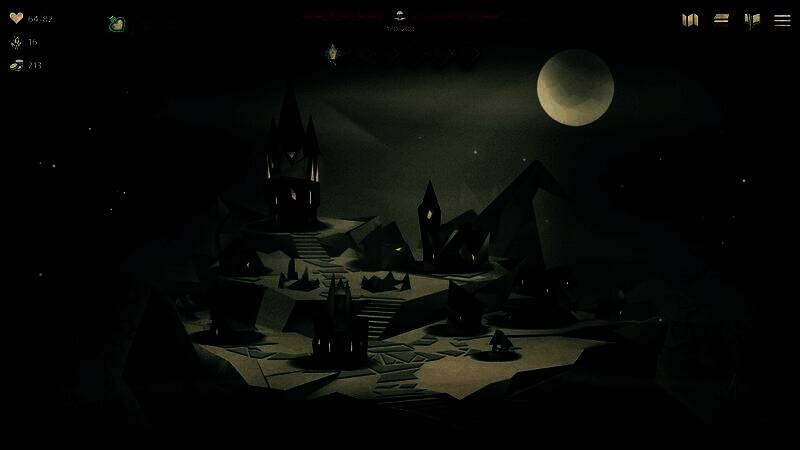 游戏内卡牌战斗界面，展示角色出牌特效，背景为折纸风格的森林，敌人由破碎文字构成