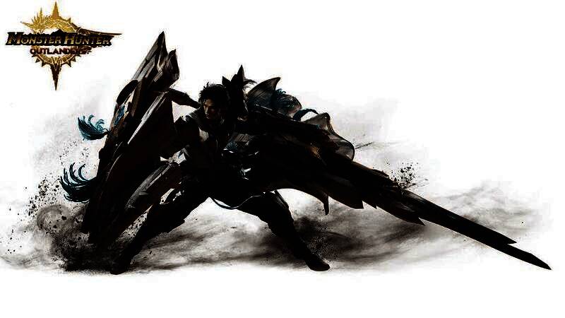 游戏LOGO特写，‘Monster Hunter Outlanders’字样闪耀于星空背景中