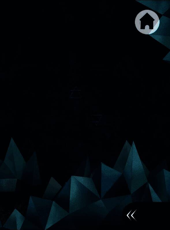 壁画上四色飞虫环绕飞行，右侧三组三角形以不同高度排列，背景为古老符文