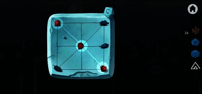 冰屋门前，果子槽位亮起，红果子呈对角线排列，门缝透出微光