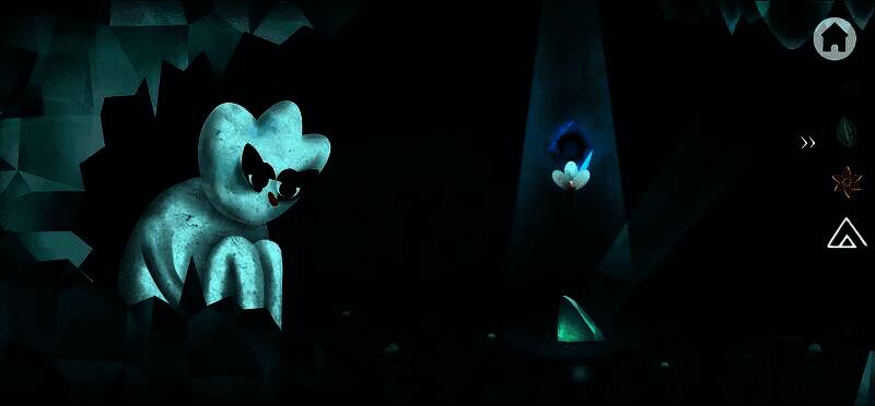 雪精灵手持白色花，口中浮现符文光圈，氛围神圣