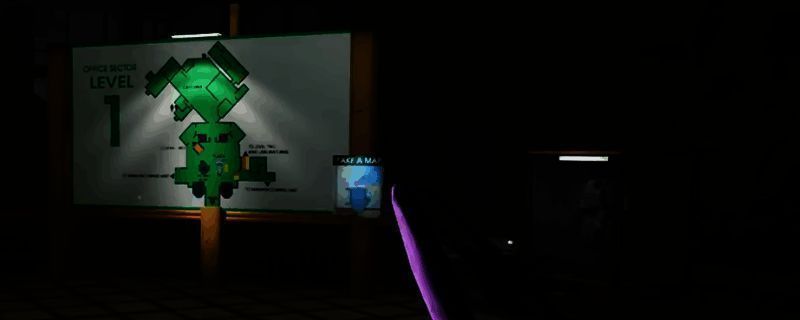 《非生物因素》办公区地图局部截图，标注了食堂、大厅、泳池等可建家位置，环境明亮且通道开阔