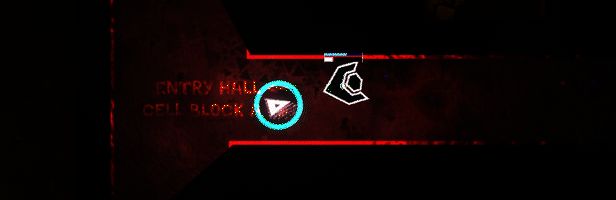 Boss战场景，巨大几何体释放范围攻击，主角灵活闪避并寻找输出时机