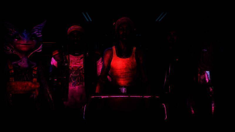 《星鸣特攻》动画片段概念图，展示角色在星际战场上激烈交火的场面，光影细节精致