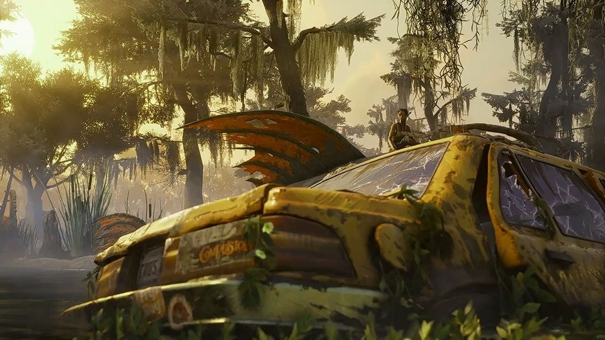 夜晚森林中的篝火场景，Hazel独自坐在火堆旁沉思