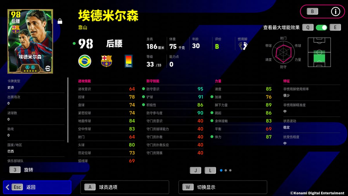 埃德米尔森在比赛中指挥防线，神情专注地组织防守