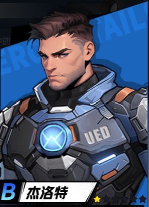 杰洛特英雄属性面板展示，包含无人机与蓄能武器技能描述