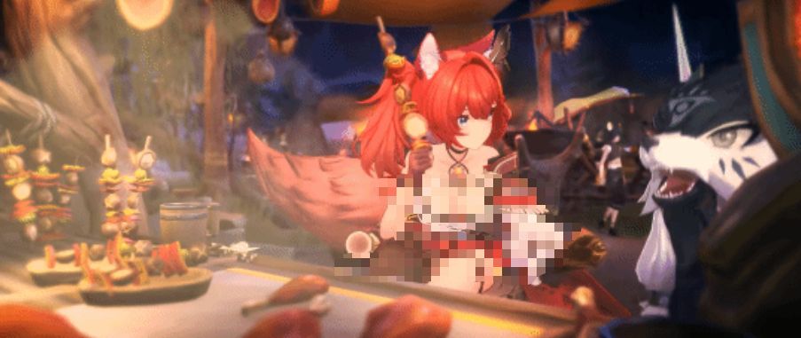 忒拉拉战斗动作演示图，正在进行连续枪击，技能特效为红色火焰轨迹，敌人身上标记有‘火残响’状态