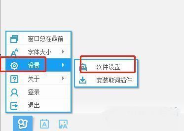 有道词典设置菜单中的软件设置选项界面