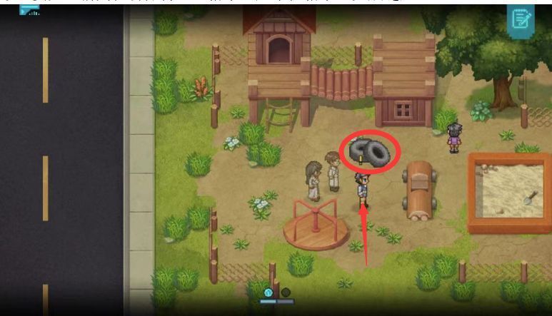 轮胎旁的三消界面，格子带有方向箭头