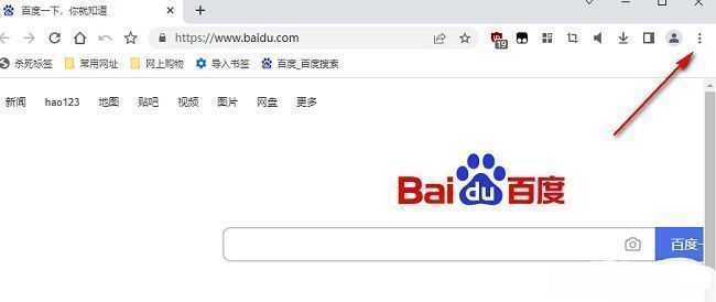 浏览器右上角三点菜单被点击，下拉选项清晰可见