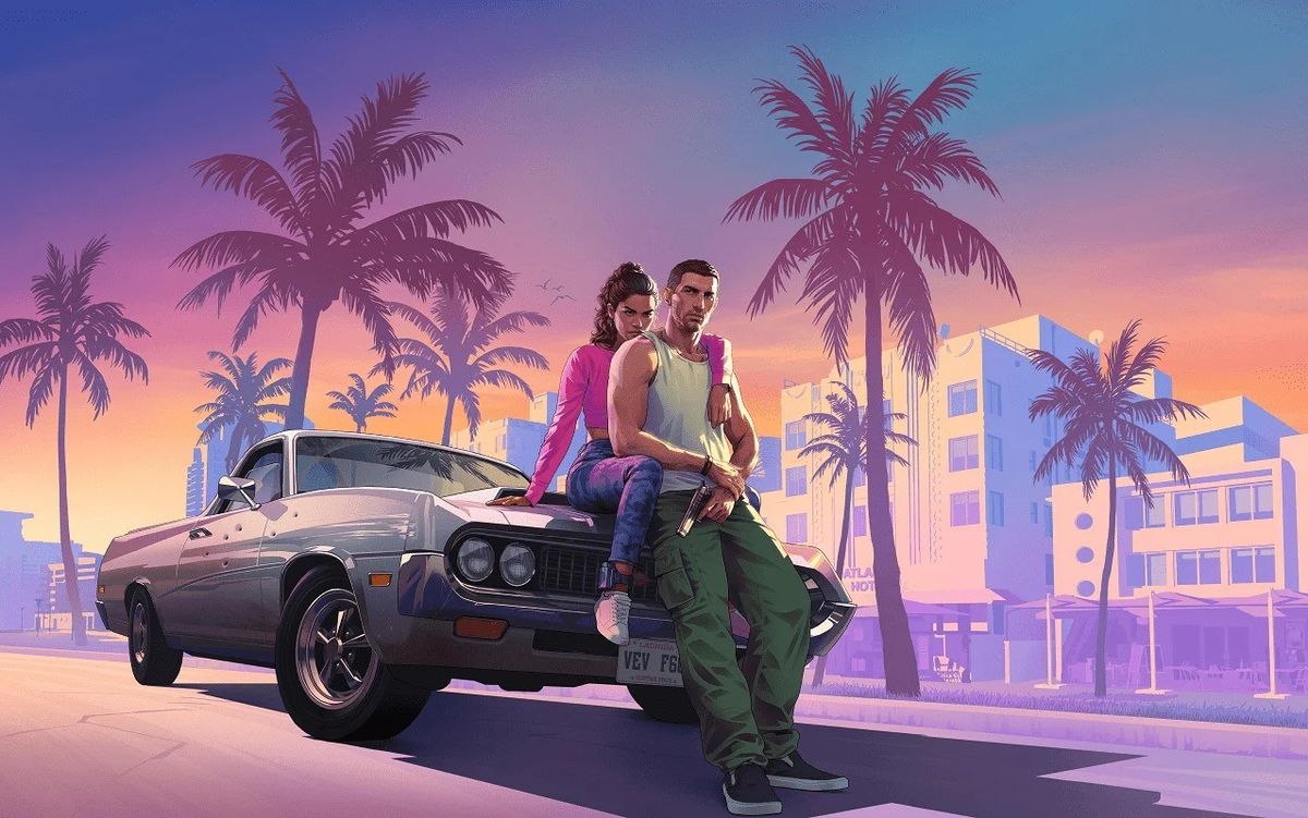 R星发布的《GTA6》宣传图，画面中一轮残月悬挂在夜空，氛围神秘而引人遐想