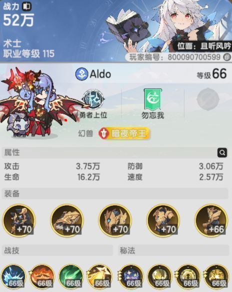 第一名术士技能搭配界面截图，战技与秘法栏位清晰标注，技能图标环绕角色周围