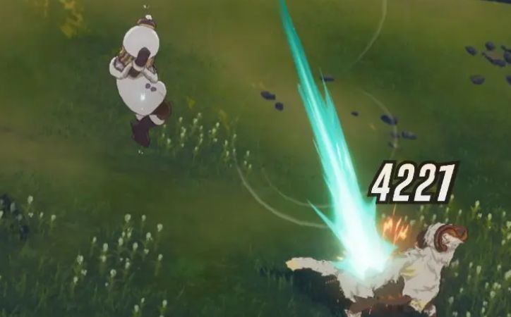 青岚骑士在Boss战中使用翔跃斩腾空，成功躲避地面AOE技能，准备释放空中连招