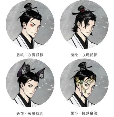 限定配饰展示图，包含兽瞳、面绘、发饰与额饰的细节特写，风格粗犷且富有原始图腾感