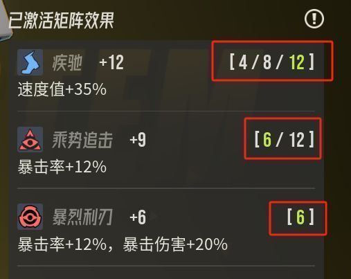 玩家社区配装计算器界面，展示不同源器组合下的矩阵点数分布与激活状态