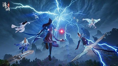 玩家在炼器台前精心打造法宝，材料悬浮空中，符文流转，光影交错