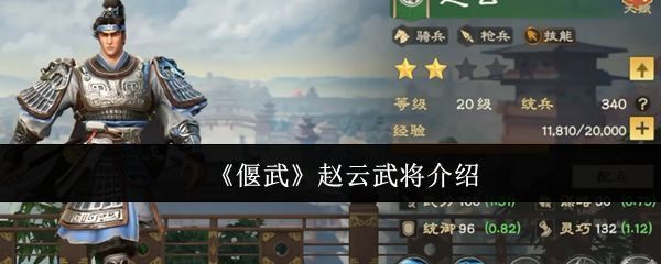 《偃武》中赵云武将立绘展示，身穿银甲手持长枪，英姿飒爽，背景为古代战场