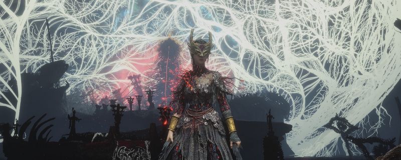 《明末：渊虚之羽》游戏中展示先神之言符文界面，符文呈发光晶体状排列于武器镶嵌槽中