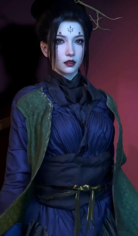 四妹角色3D动画画面，少女形象灵动可爱，眼神清澈，服饰细节精致