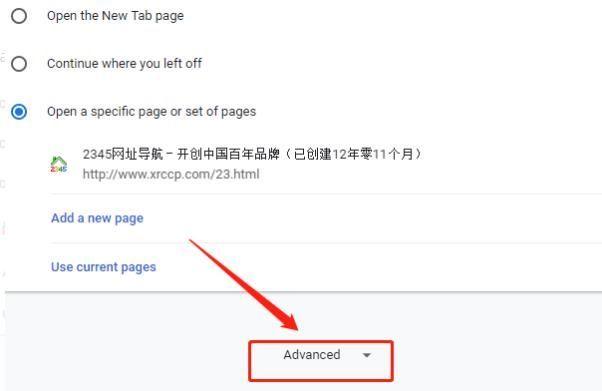 设置页面滚动到底部，高级选项区域被突出显示